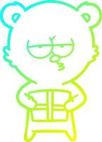 cold gradient line drawing christmas bear cartoon vector