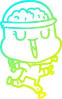 cold gradient line drawing happy cartoon robot vector