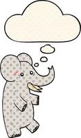 cartoon elephant and thought bubble in comic book style vector