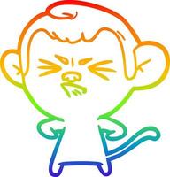 rainbow gradient line drawing cartoon angry monkey vector