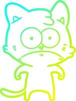 cold gradient line drawing cartoon nervous cat vector
