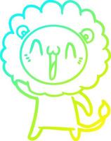 cold gradient line drawing happy cartoon lion vector