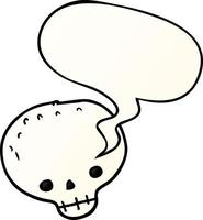 cartoon skull and speech bubble in smooth gradient style vector