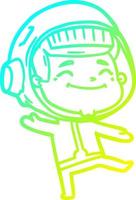 cold gradient line drawing happy cartoon astronaut vector