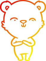 warm gradient line drawing happy cartoon bear vector