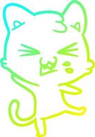 cold gradient line drawing cartoon cat hissing vector