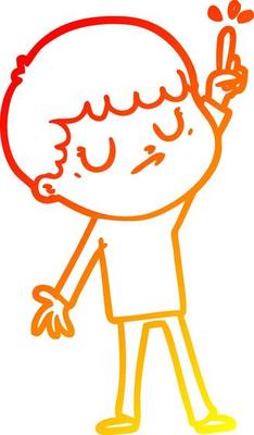 warm gradient line drawing cartoon grumpy boy