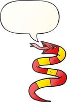 hissing cartoon snake and speech bubble in smooth gradient style vector