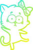 cold gradient line drawing cartoon cat vector