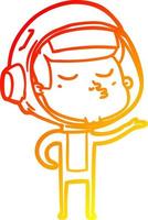 warm gradient line drawing cartoon confident astronaut vector