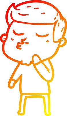 warm gradient line drawing cartoon model guy pouting