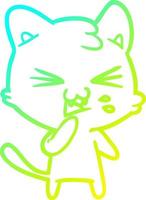 cold gradient line drawing cartoon cat hissing vector