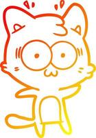 warm gradient line drawing cartoon surprised cat vector