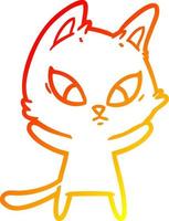 warm gradient line drawing confused cartoon cat vector