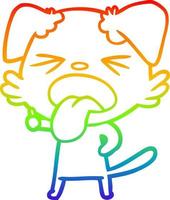 rainbow gradient line drawing cartoon disgusted dog vector