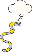 serpiente de dibujos animados y burbuja de pensamiento en estilo degradado suave vector
