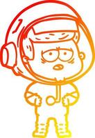 warm gradient line drawing cartoon tired astronaut vector