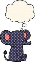 cartoon elephant and thought bubble in comic book style vector