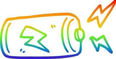 rainbow gradient line drawing cartoon battery vector