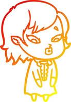 warm gradient line drawing cute cartoon vampire girl vector