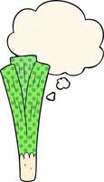 cartoon leek and thought bubble in comic book style vector