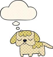 lindo cachorro de dibujos animados y burbuja de pensamiento al estilo de un libro de historietas