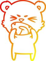 warm gradient line drawing angry cartoon bear vector