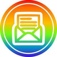 envelope letter circular in rainbow spectrum vector