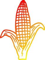 warm gradient line drawing cartoon corn on cob vector