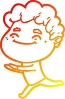 warm gradient line drawing cartoon friendly man vector