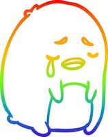 rainbow gradient line drawing crying penguin vector