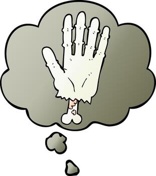 cartoon zombie hand and thought bubble in smooth gradient style vector