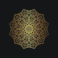 diseño de mandala de lujo con color dorado. ornamento floral dorado de lujo sobre fondo negro. adecuado para recursos gráficos, invitación de boda, tarjeta de visita, papel tapiz. vector