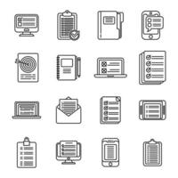 Assignment icons set outline vector. Fast exam vector
