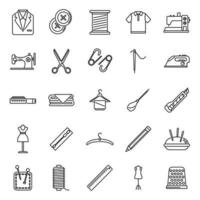 Clothing repair icons set outline vector. Cloth making vector