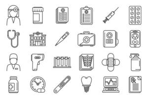 Family doctor icons set outline vector. Hospital health vector