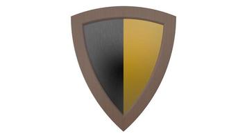 wood shield yellow and black medieval 3d illustration render photo