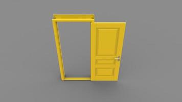 Set of different yellow door isolated 3d illustration render on empty background photo