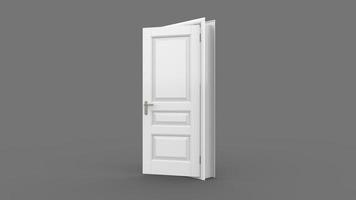 Creative illustration of open, closed door, entrance realistic doorway isolated on background 3d photo