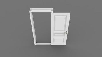 Creative illustration of open, closed door, entrance realistic doorway isolated on background 3d photo