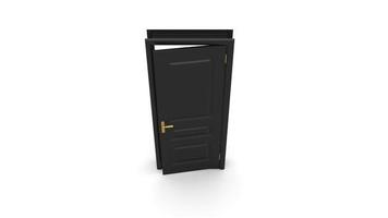 black door Creative illustration of open, closed door, entrance realistic doorway isolated on background 3d photo