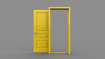 Set of different yellow door isolated 3d illustration render on empty background photo