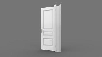 Creative illustration of open, closed door, entrance realistic doorway isolated on background 3d photo