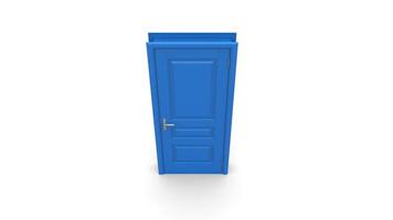 puerta azul ilustración creativa de puerta abierta, cerrada, puerta de entrada realista aislada en el fondo 3d foto