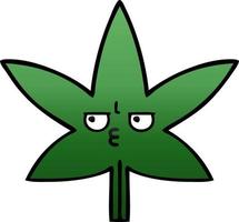 hoja de marihuana de dibujos animados sombreada degradada vector