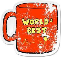 distressed sticker of a worlds best cook mug vector