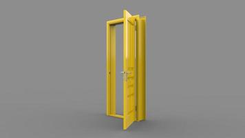 Set of different yellow door isolated 3d illustration render on empty background photo