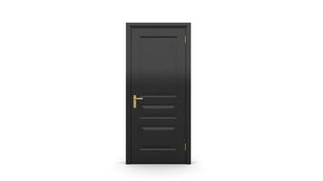 black door Creative illustration of open, closed door, entrance realistic doorway isolated on background 3d photo