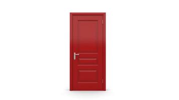 red door Creative illustration of open, closed door, entrance realistic doorway isolated on background 3d photo