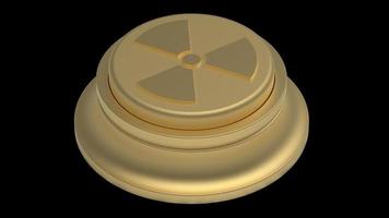 botón nuclear de oro aislado ilustración 3d render dorado foto